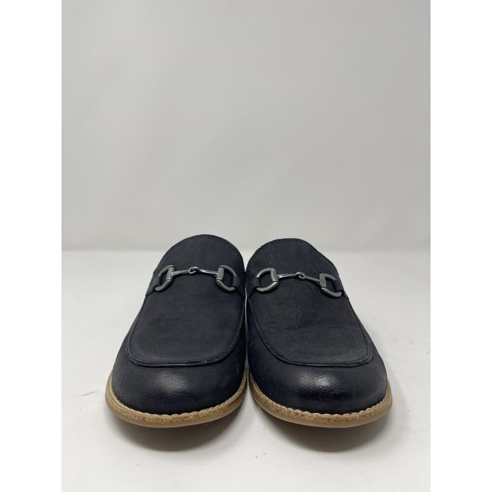 Soft Slip-On Navy Blue Suede Mules with Horse bit Detail Women's 9M